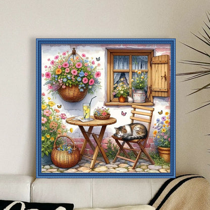 Garden Kitten - 11CT Stamped Cross Stitch 40*40CM