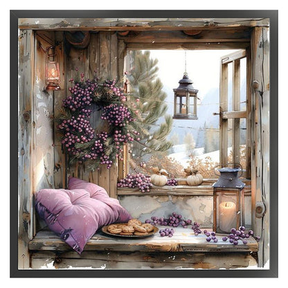 Window Scenery - 11CT Stamped Cross Stitch 40*40CM