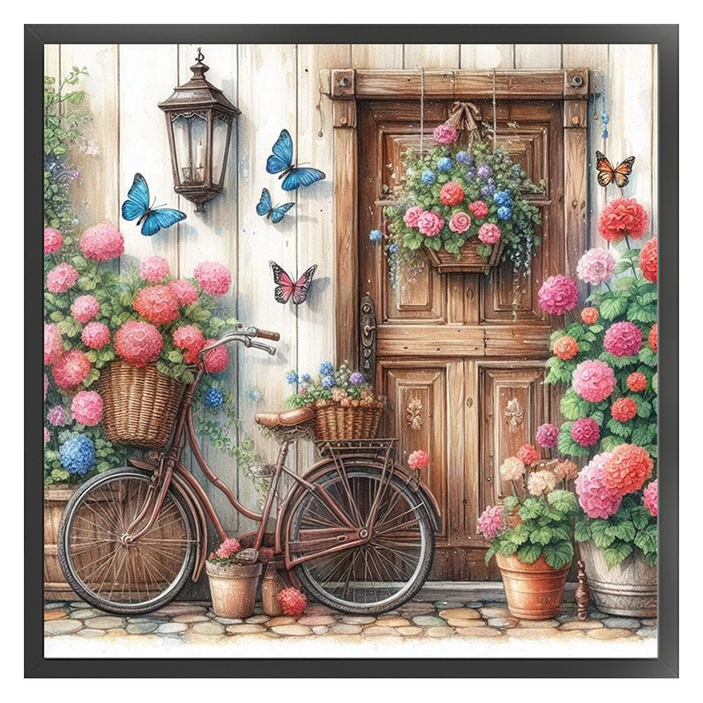 Bicycle And Flowers - 11CT Stamped Cross Stitch 40*40CM