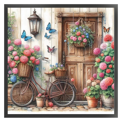 Bicycle And Flowers - 11CT Stamped Cross Stitch 40*40CM