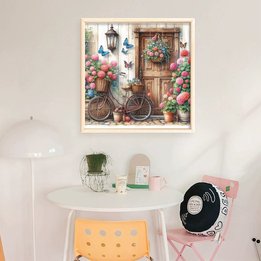 Bicycle And Flowers - 11CT Stamped Cross Stitch 40*40CM