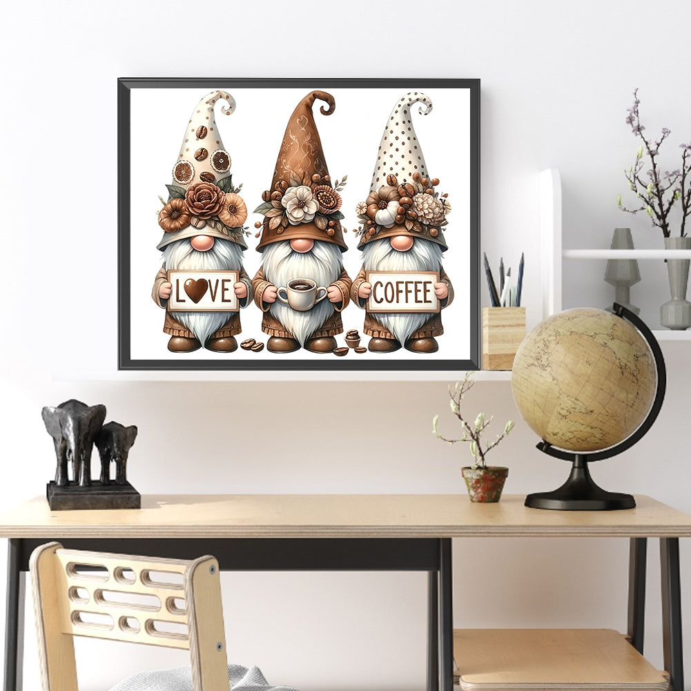 Coffee Gnome - Full Round Drill Diamond Painting 50*40CM
