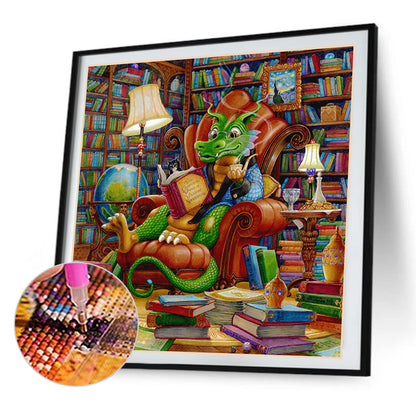 Reading Dinosaur - Full AB Round Drill Diamond Painting 40*40CM