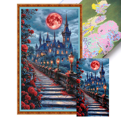 Red Rose Castle - 11CT Stamped Cross Stitch 40*70CM