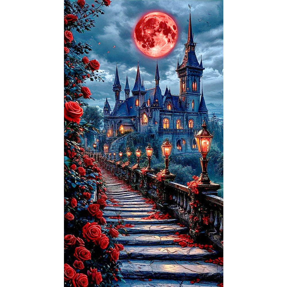Red Rose Castle - 11CT Stamped Cross Stitch 40*70CM