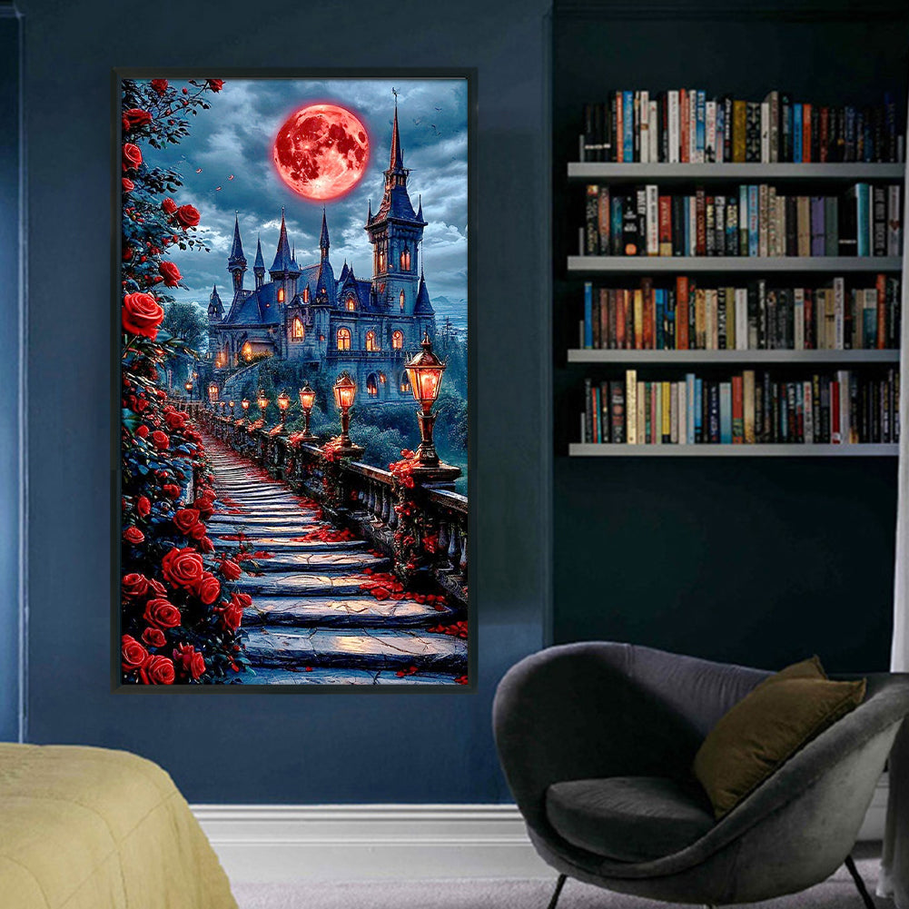 Red Rose Castle - 11CT Stamped Cross Stitch 40*70CM