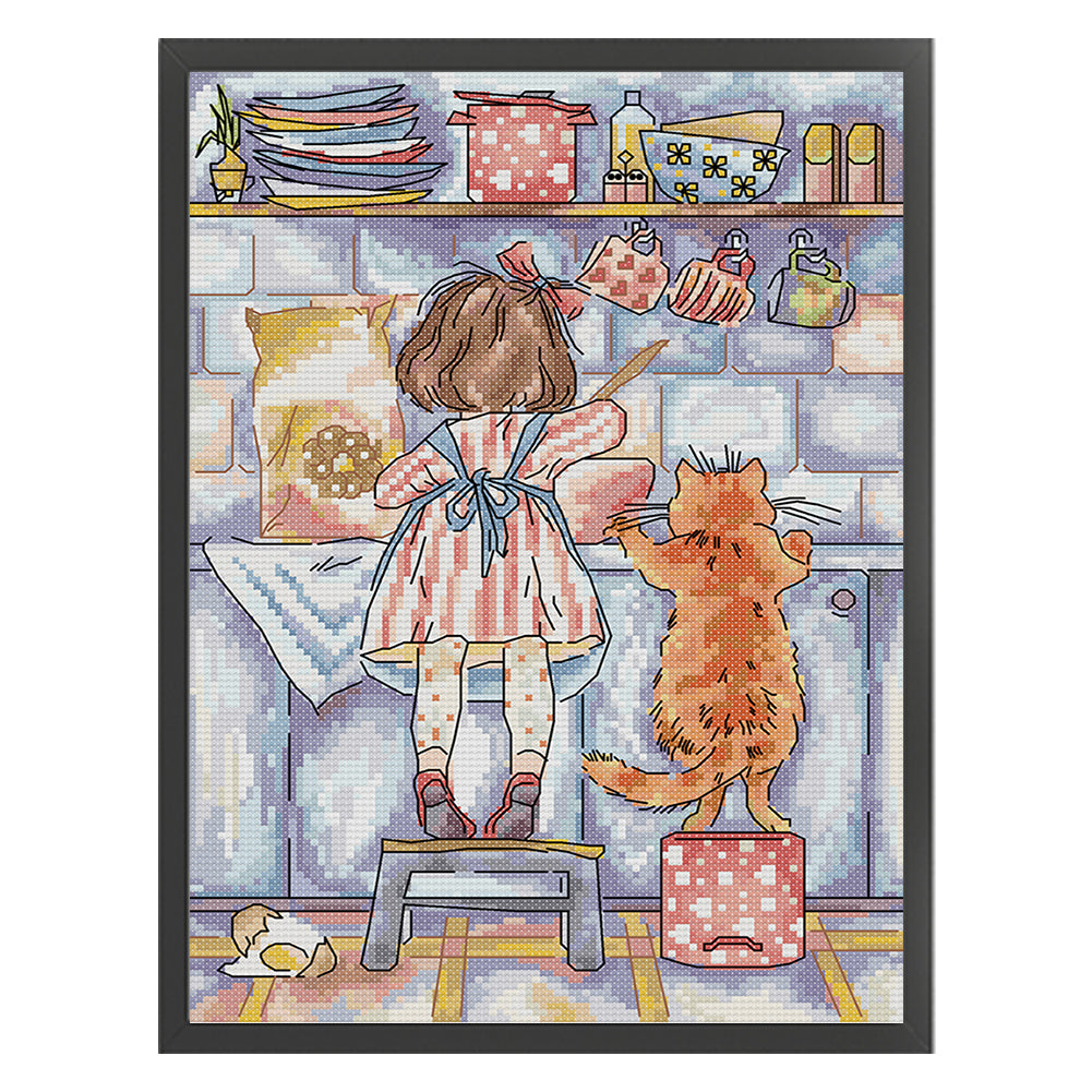 Pie Recipe - 11CT Stamped Cross Stitch 32*43CM(Joy Sunday)