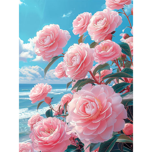 Camellia - 11CT Stamped Cross Stitch 61*82CM(Mona Lisa Brand Silk)