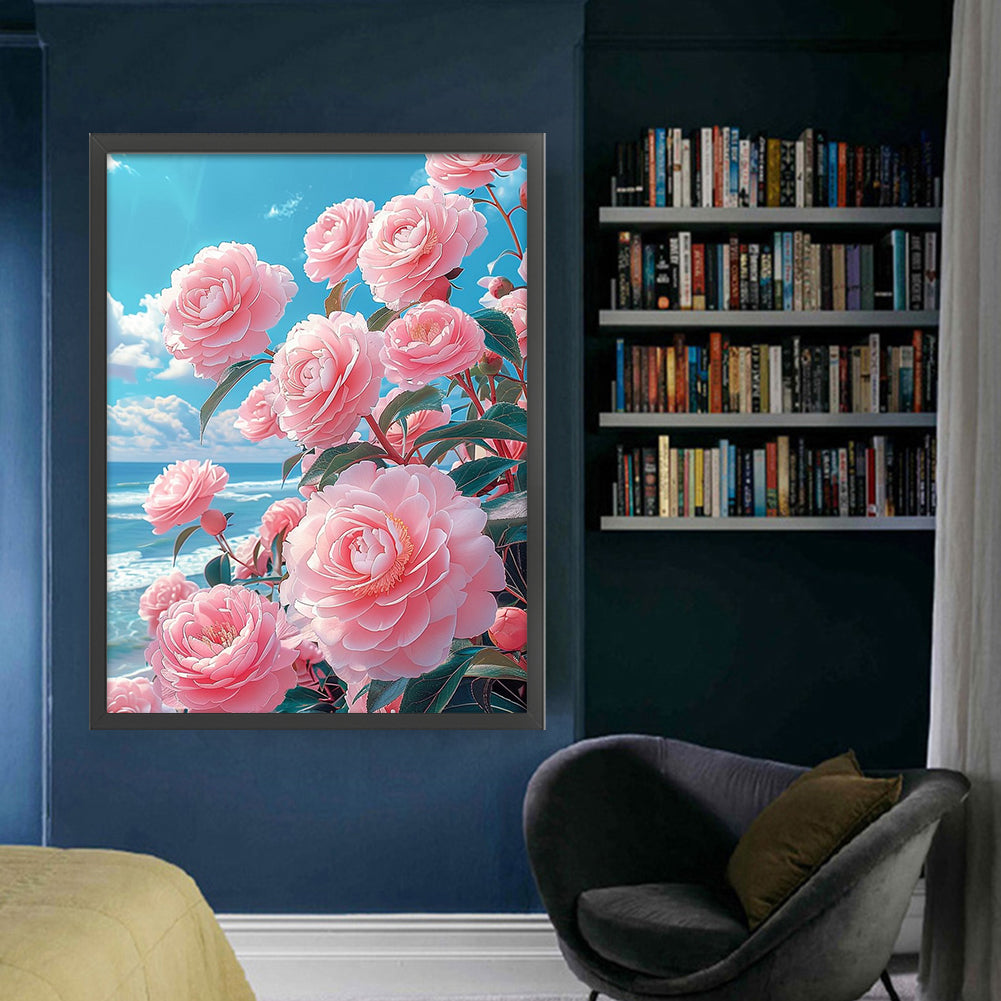 Camellia - 11CT Stamped Cross Stitch 61*82CM(Mona Lisa Brand Silk)