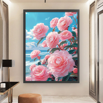 Camellia - 11CT Stamped Cross Stitch 61*82CM(Mona Lisa Brand Silk)