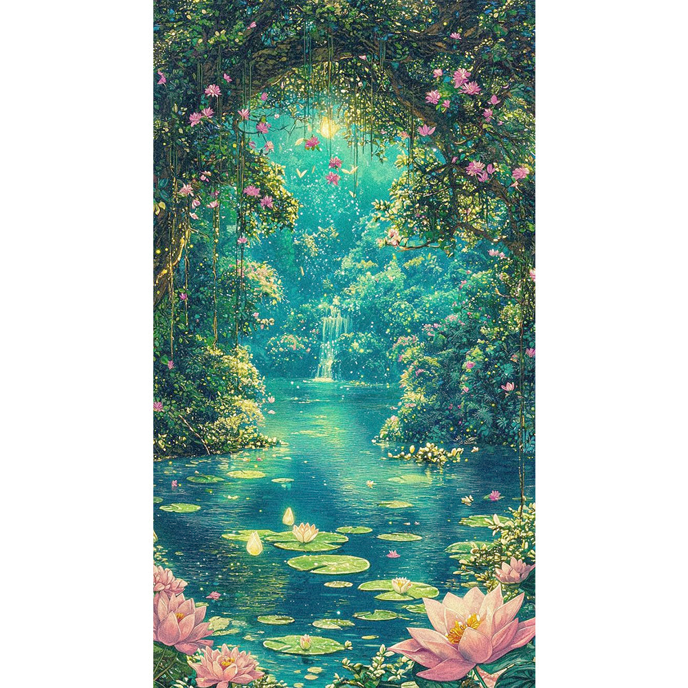 Moonlight Over Lotus Pond - 14CT Stamped Cross Stitch 40*70CM