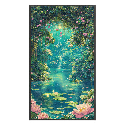 Moonlight Over Lotus Pond - 14CT Stamped Cross Stitch 40*70CM