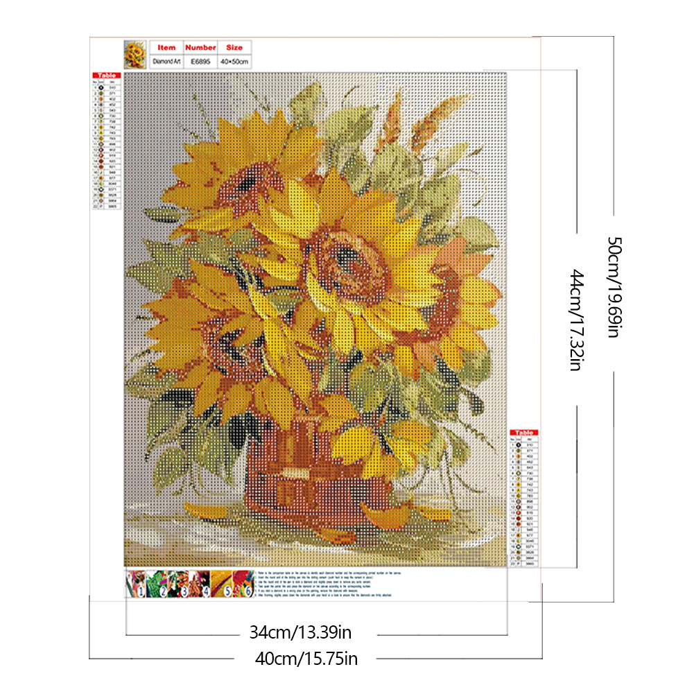 Sunflowers - Full Round Drill Diamond Painting 40*50CM
