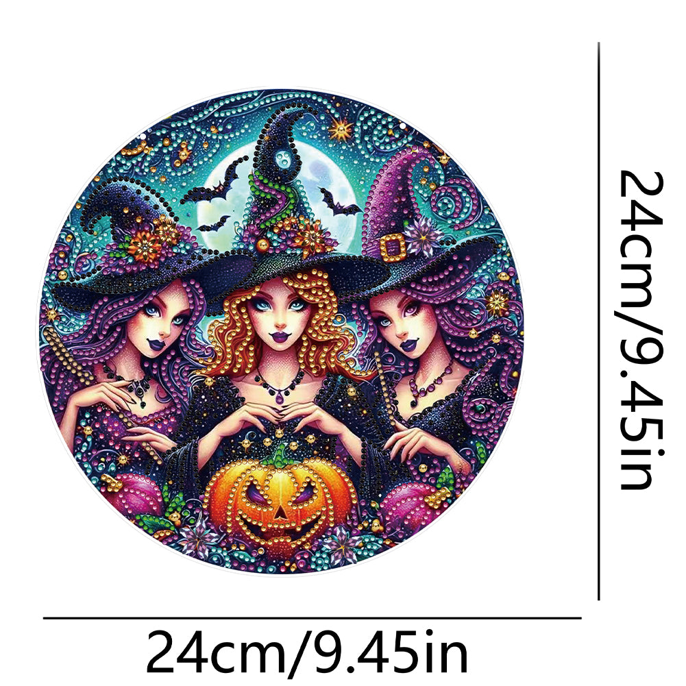 Halloween Witch Theme 2D Flat DIY Diamond Art Pendant Home Wall Decoration Craft