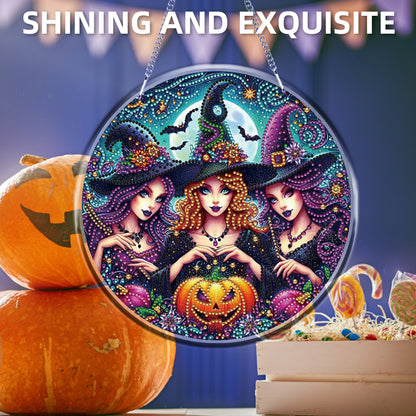 Halloween Witch Theme 2D Flat DIY Diamond Art Pendant Home Wall Decoration Craft