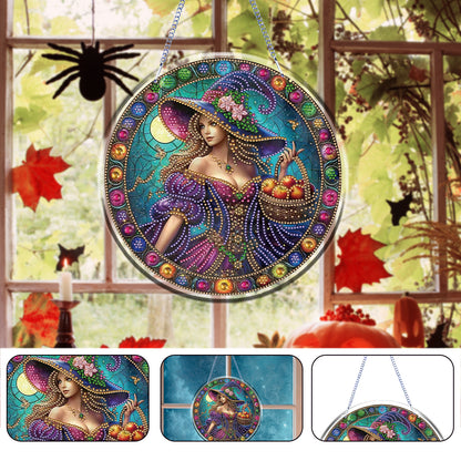 Halloween Witch Theme 2D Flat DIY Diamond Art Pendant Home Wall Decoration Craft
