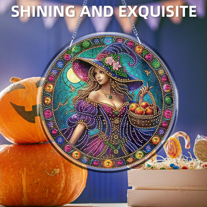 Halloween Witch Theme 2D Flat DIY Diamond Art Pendant Home Wall Decoration Craft