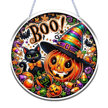 Halloween Pumpkin Theme 2D Flat DIY Diamond Art Pendant Home Wall Decoration