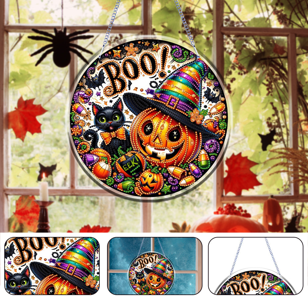 Halloween Pumpkin Theme 2D Flat DIY Diamond Art Pendant Home Wall Decoration