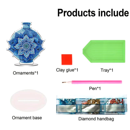 2D Flat Vase DIY Desktop Diamond Art Kits Diamond Painting Desktop Ornaments Kit