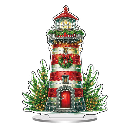2D Flat Christmas Lighthouse Print DIY Table Top Diamond Painting Ornament Kits