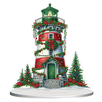 2D Flat Christmas Lighthouse Print DIY Table Top Diamond Painting Ornament Kits
