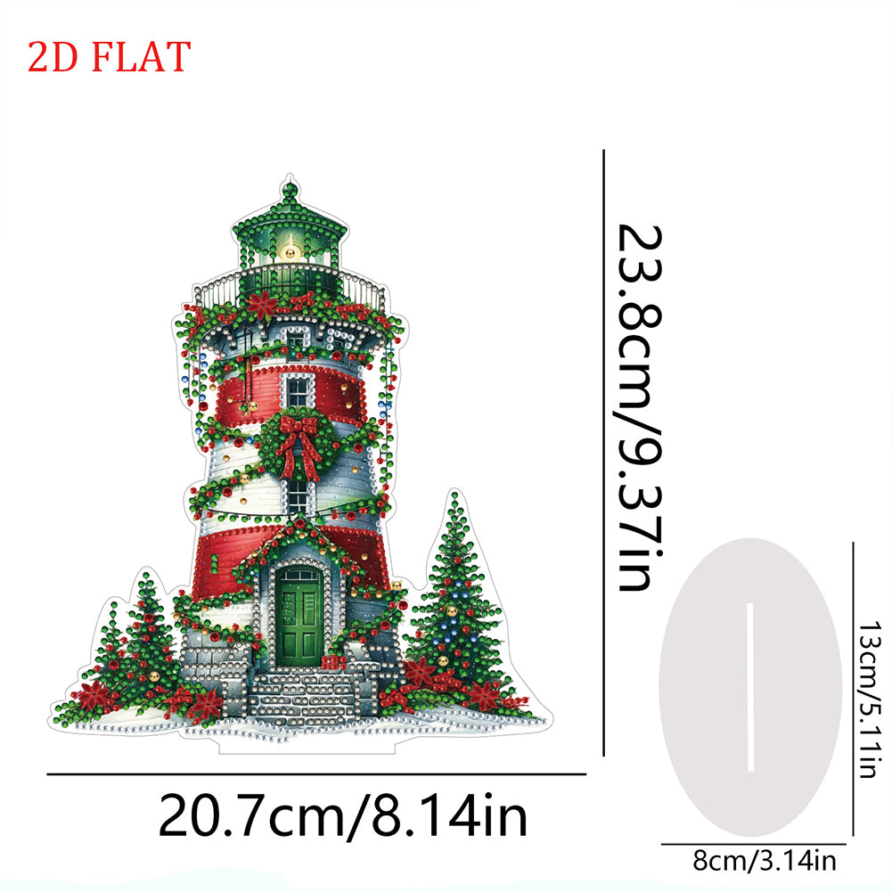2D Flat Christmas Lighthouse Print DIY Table Top Diamond Painting Ornament Kits