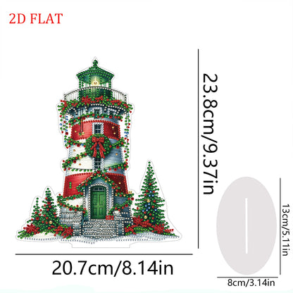 2D Flat Christmas Lighthouse Print DIY Table Top Diamond Painting Ornament Kits