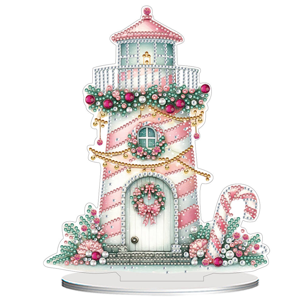 2D Flat Christmas Lighthouse Print DIY Table Top Diamond Painting Ornament Kits