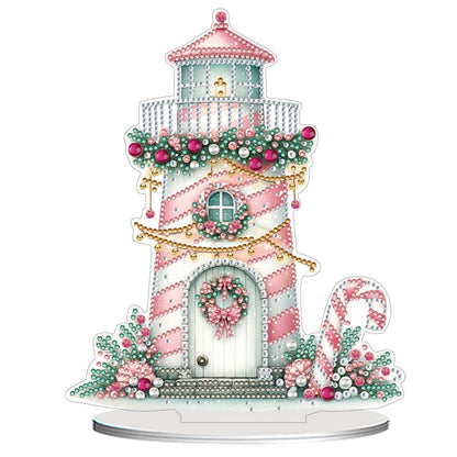 2D Flat Christmas Lighthouse Print DIY Table Top Diamond Painting Ornament Kits
