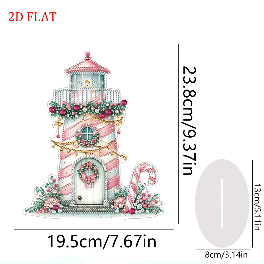 2D Flat Christmas Lighthouse Print DIY Table Top Diamond Painting Ornament Kits