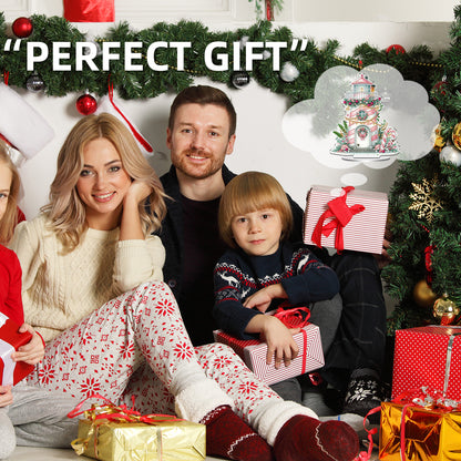 2D Flat Christmas Lighthouse Print DIY Table Top Diamond Painting Ornament Kits