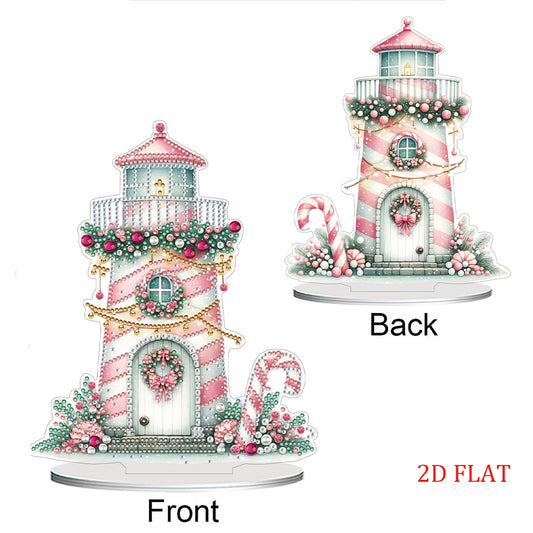2D Flat Christmas Lighthouse Print DIY Table Top Diamond Painting Ornament Kits