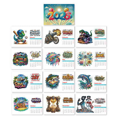 2026 Calendar Diamond Painting Kit DIY Diamond Art Desk Calendar for Home Office