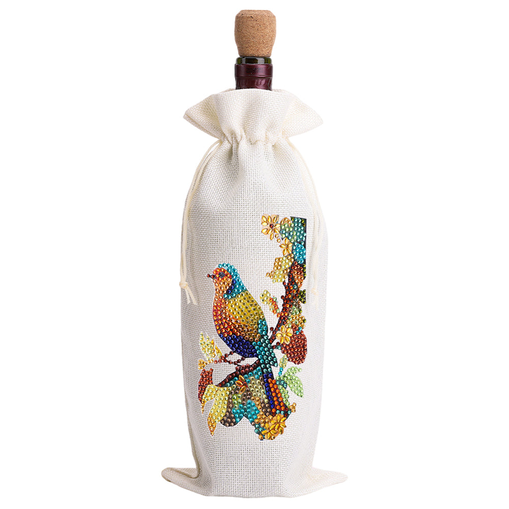 4pcs DIY Diamond Painting Wine Bag Kit Rhinestones Label Liquor Bottle Cover