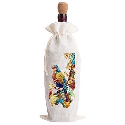 4pcs DIY Diamond Painting Wine Bag Kit Rhinestones Label Liquor Bottle Cover
