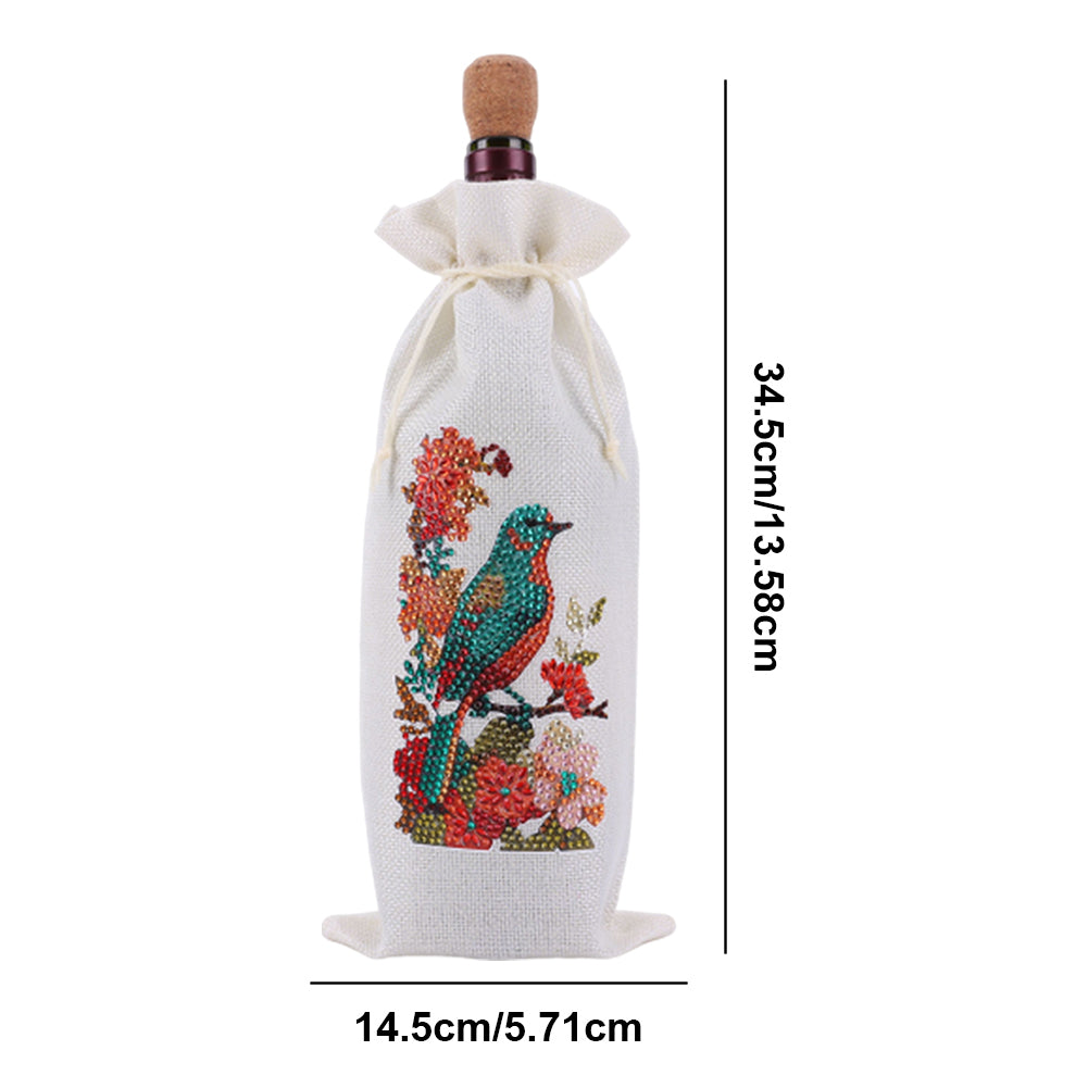 4pcs DIY Diamond Painting Wine Bag Kit Rhinestones Liquor Bottle Cover (Flower)