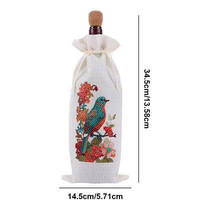 4pcs DIY Diamond Painting Wine Bag Kit Rhinestones Liquor Bottle Cover (Flower)