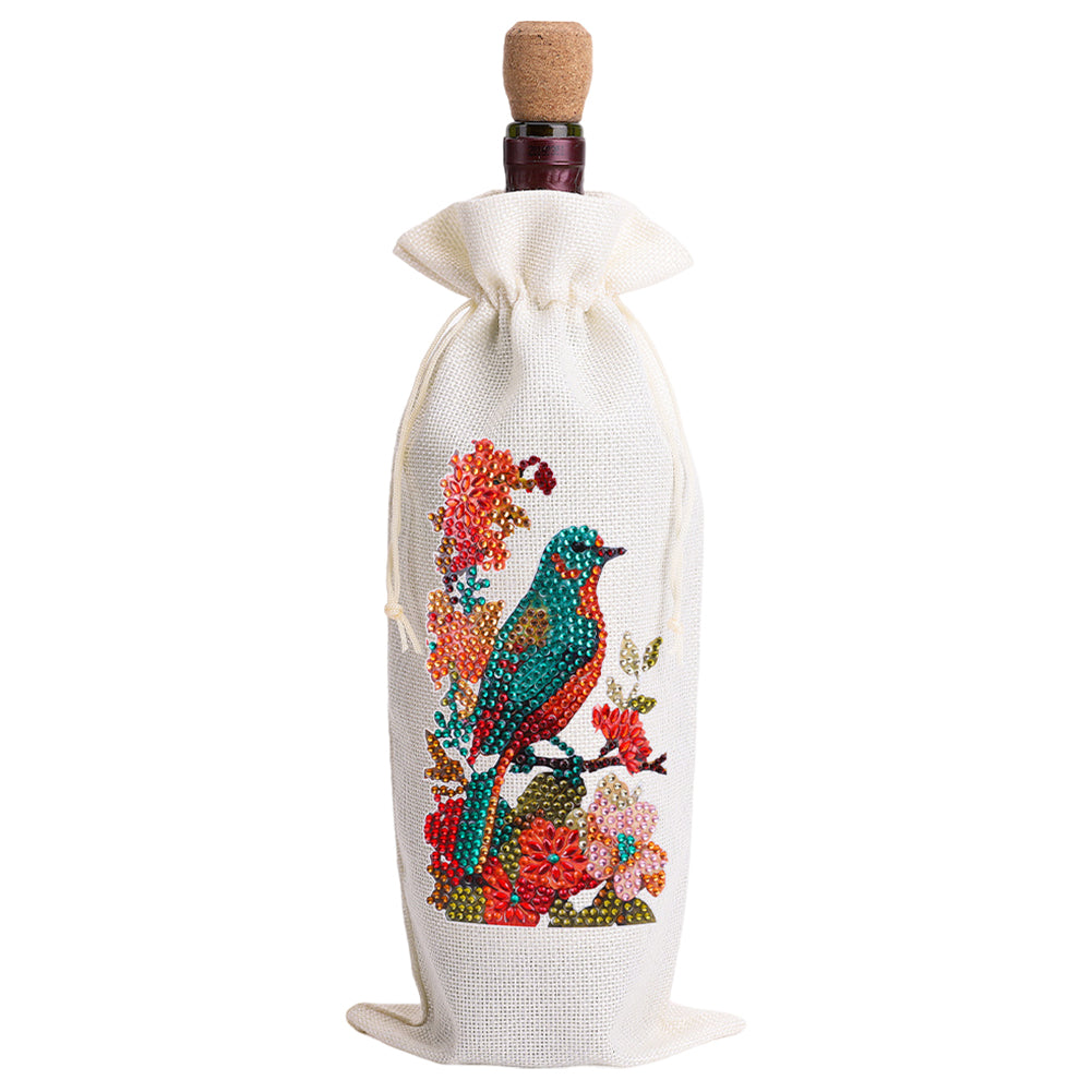 4pcs DIY Diamond Painting Wine Bag Kit Rhinestones Label Liquor Bottle Cover