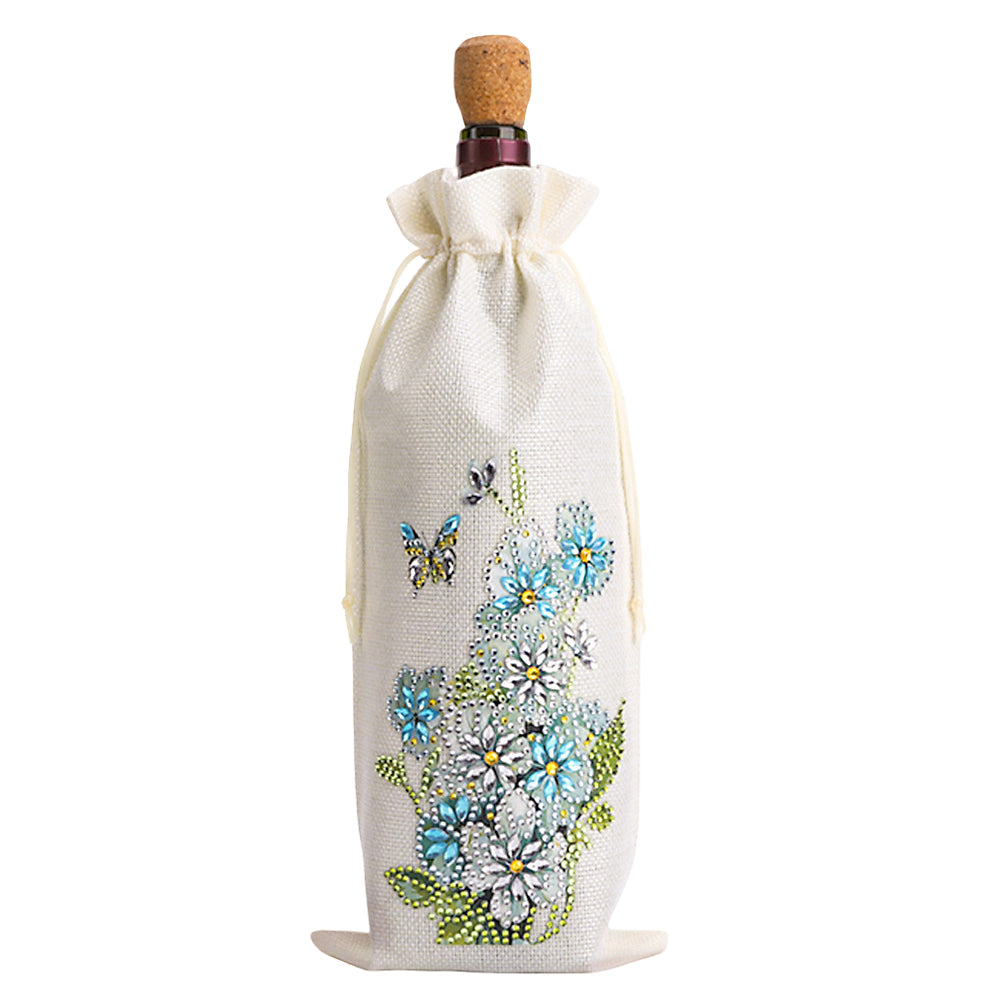 4pcs DIY Diamond Painting Wine Bag Kit Rhinestones Label Liquor Bottle Cover