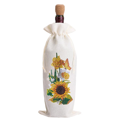 4pcs DIY Diamond Painting Wine Bag Kit Rhinestones Label Liquor Bottle Cover