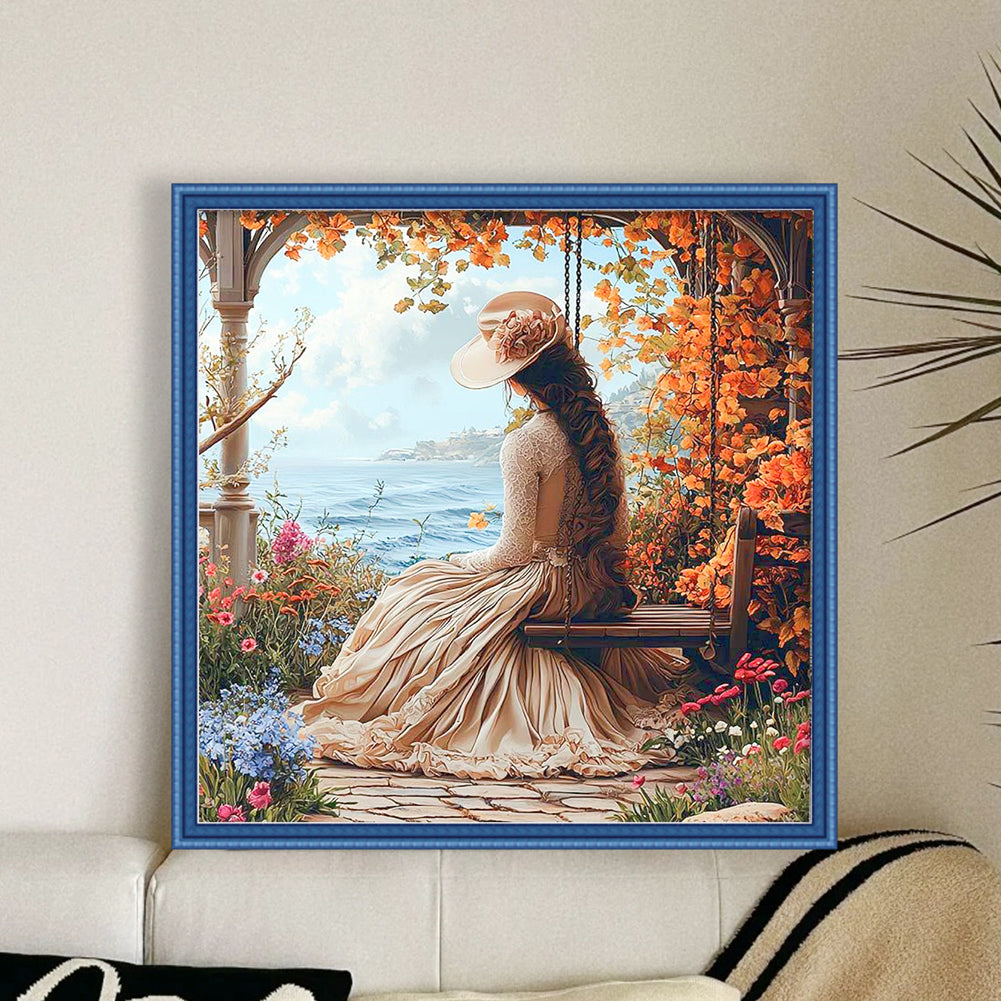 Victorian Girl - 14CT Stamped Cross Stitch 50*50CM