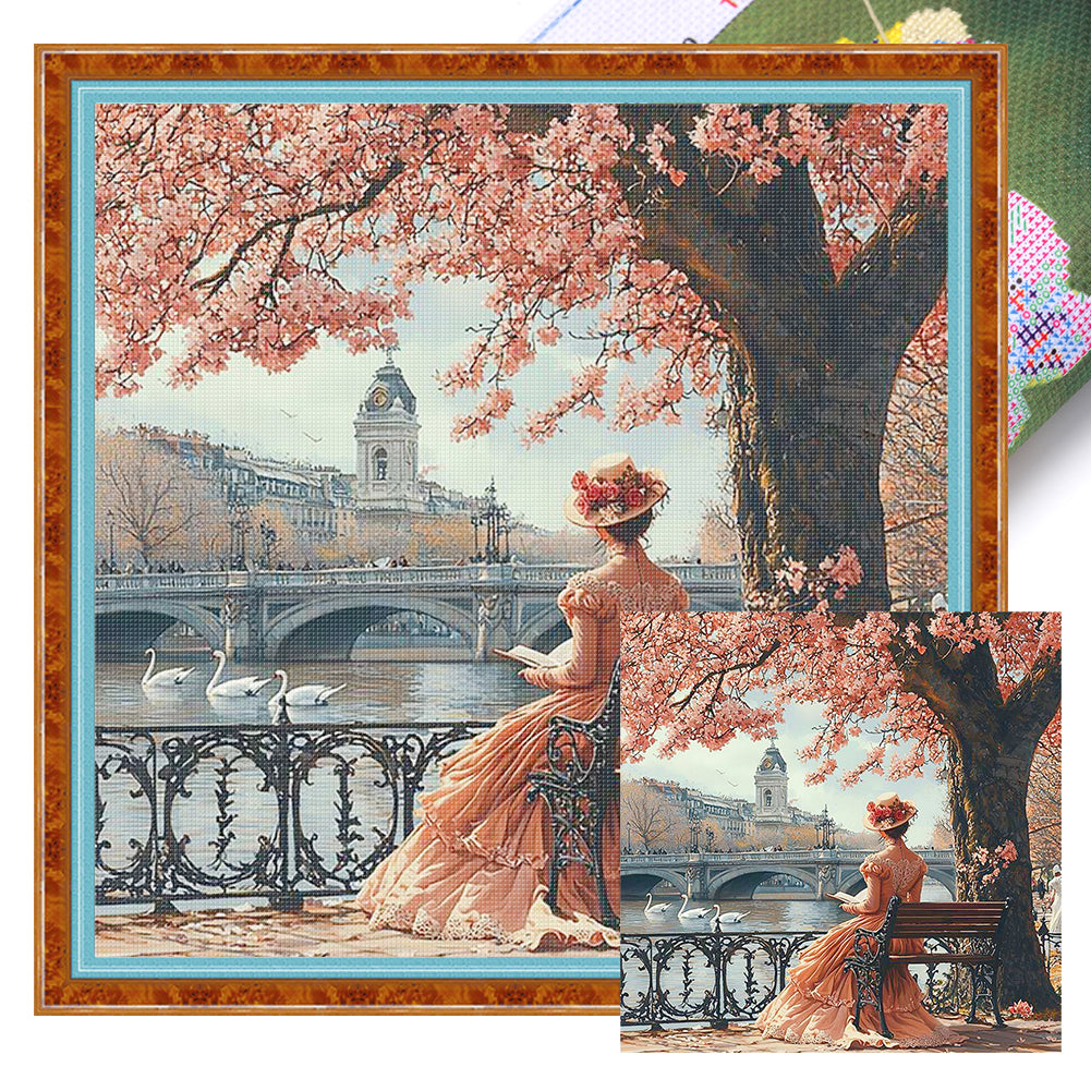 Victorian Girl - 14CT Stamped Cross Stitch 50*50CM