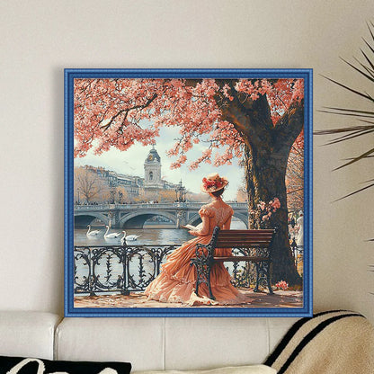Victorian Girl - 14CT Stamped Cross Stitch 50*50CM