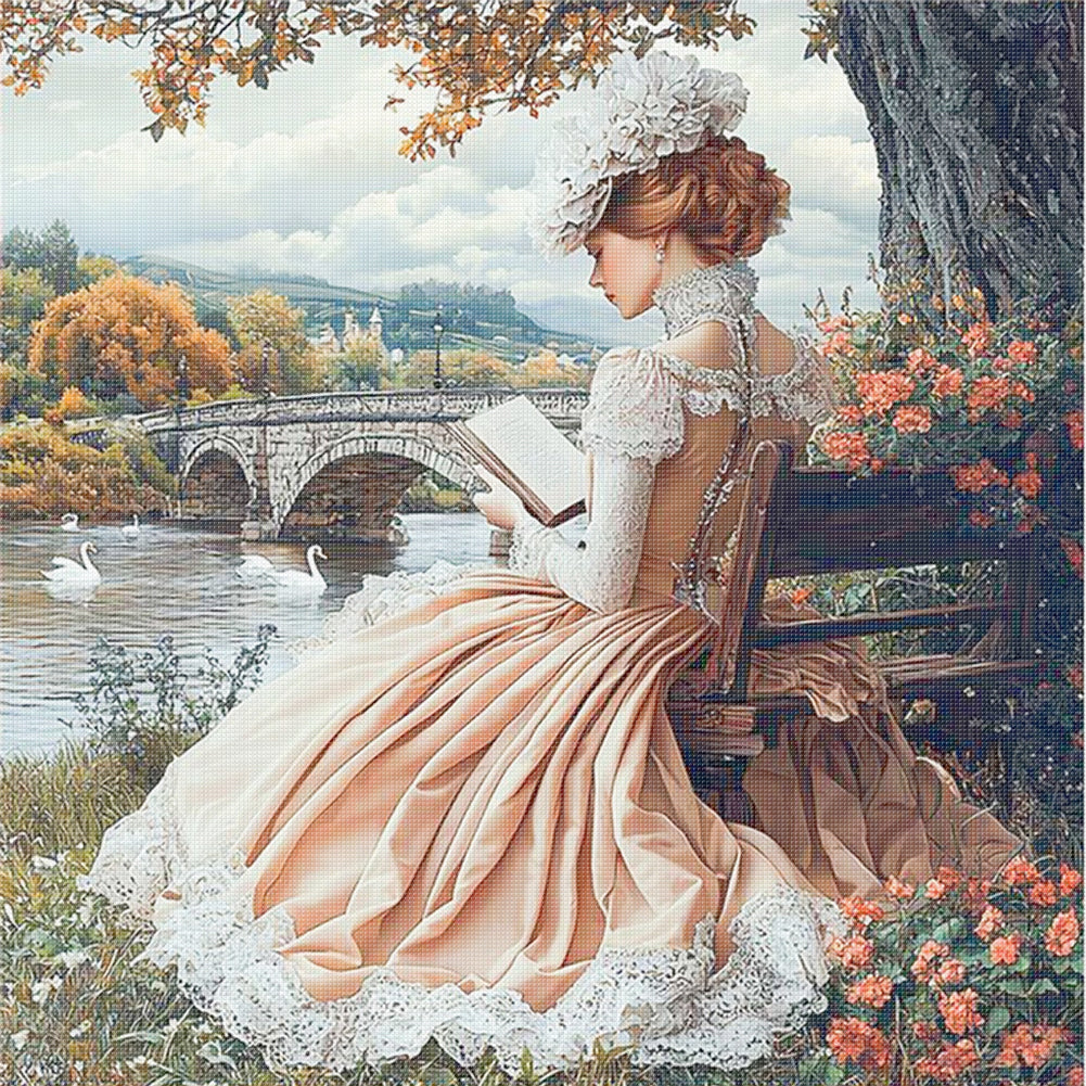 Victorian Girl - 14CT Stamped Cross Stitch 50*50CM