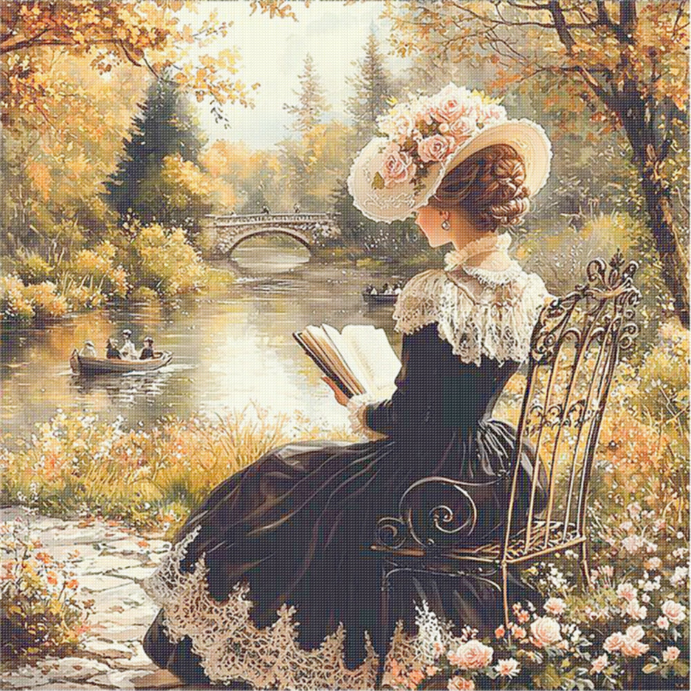 Victorian Girl - 14CT Stamped Cross Stitch 50*50CM