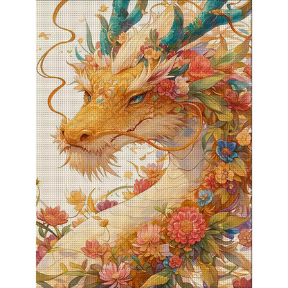 Flower Spirit Dragon - 9CT Stamped Cross Stitch 60*80CM(Mona Lisa Brand)