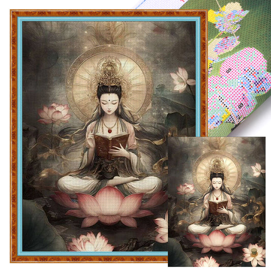 Bodhisattva Holding Sutras - 11CT Stamped Cross Stitch 63*83CM(Mona Lisa Brand)