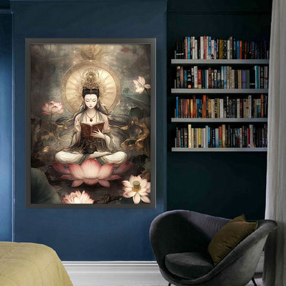 Bodhisattva Holding Sutras - 11CT Stamped Cross Stitch 63*83CM(Mona Lisa Brand)