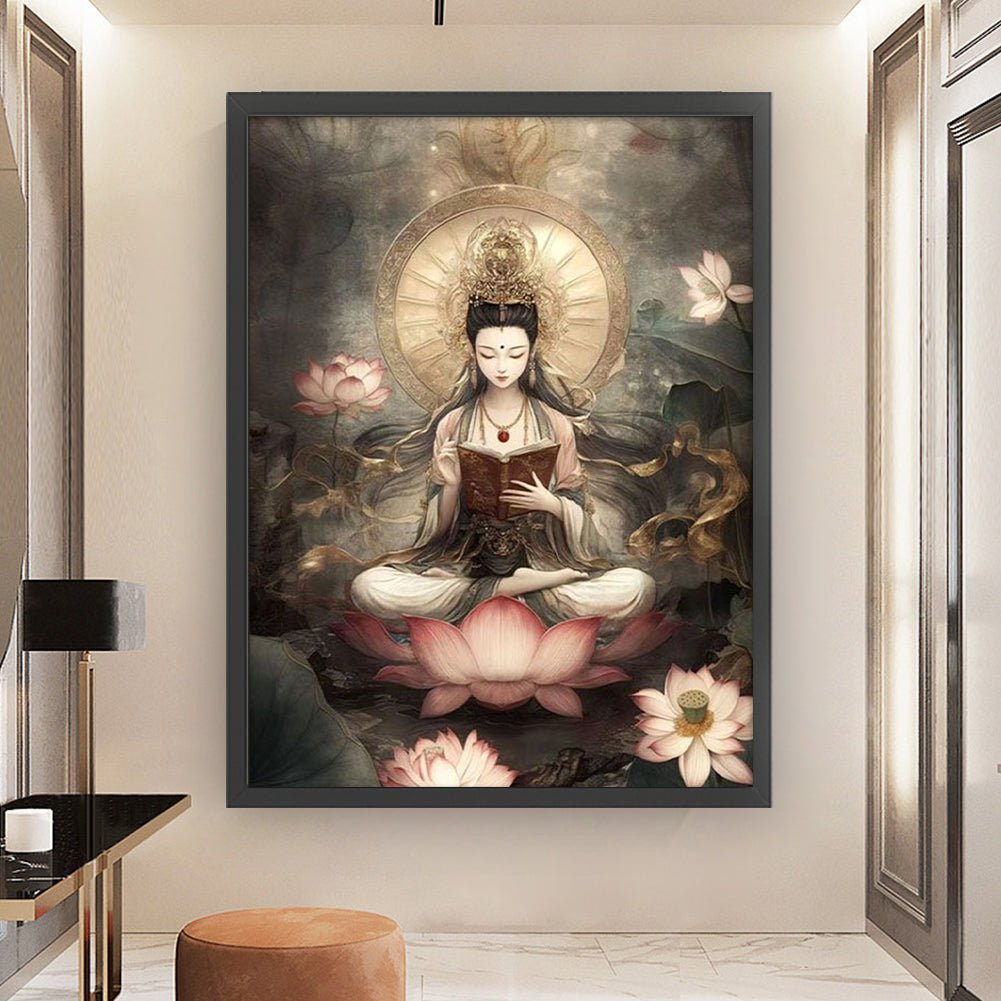 Bodhisattva Holding Sutras - 11CT Stamped Cross Stitch 63*83CM(Mona Lisa Brand)